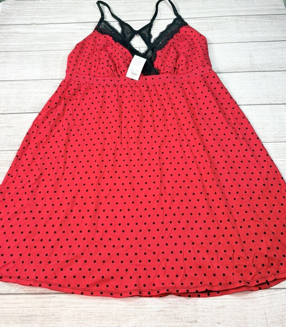 Sleep By Cacique Chemise Knit Tank Nightgown Strappy Polka Dot Size 18/20